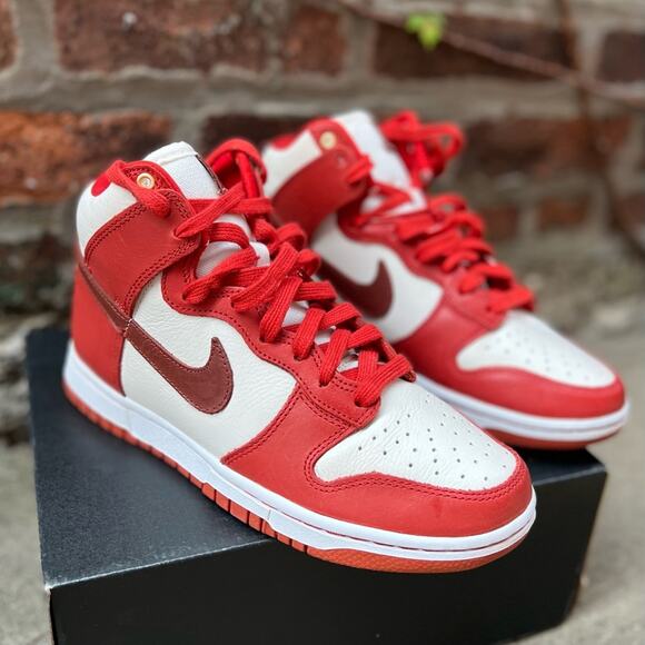 NEW Nike Dunk High LXX Cinnabar Sneakers Womens Size 7 Mars Stone Sail White - Picture 3 of 9
